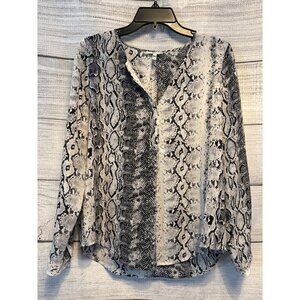 Joie Silk Snakeskin Long Sleeve Blouse Size S